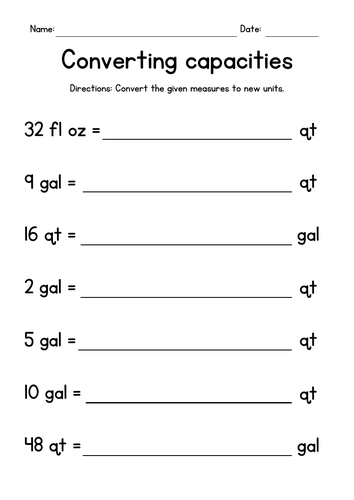 gallon worksheets