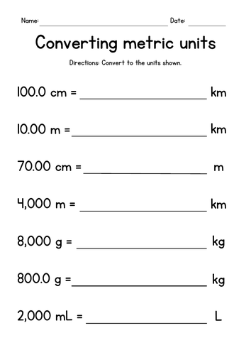 Metric unit 2024 conversion length