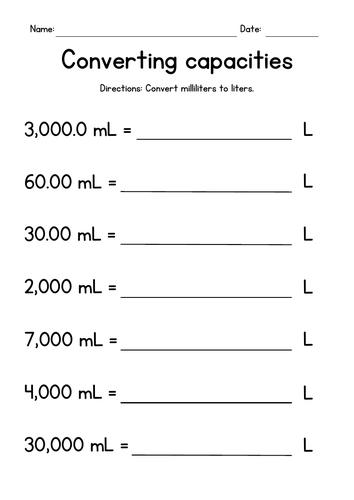 Converting Capacity Measurement - Mathtastic!!