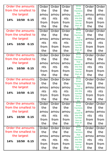 Comparing Fractions, Percentages & Decimals KS2