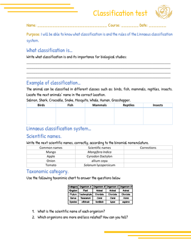 Classification and Scientific names