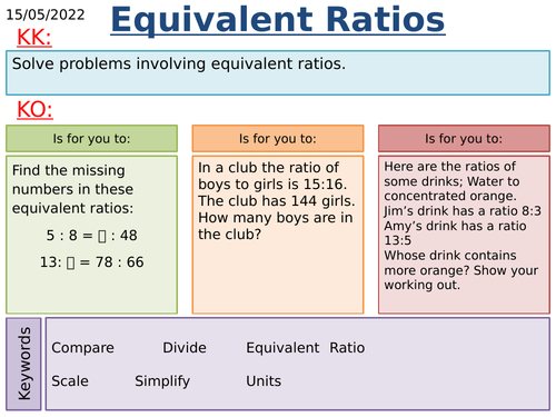 KS3/KS4 Maths: Equivalent Ratios