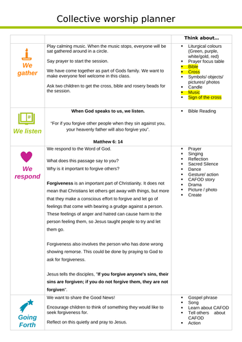 Prayer and Liturgy Session: Focus on forgiveness