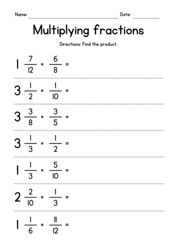 multiplying mixed fractions worksheets