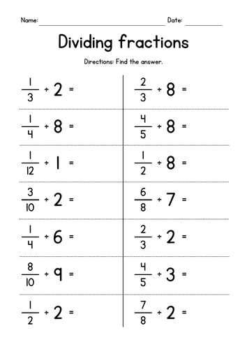 Dividing Proper Fractions by Whole Numbers | Teaching Resources