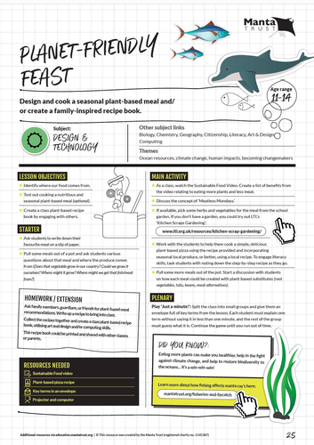 Manta Trust Planet Friendly Feast: Design and create a seasonal plant-based meal
