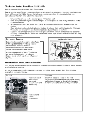 Buster Keaton A Level Film Studies Revision Worksheet