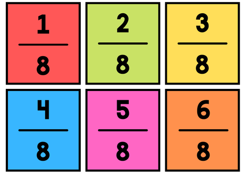 Fractions Matching Game Flashcards