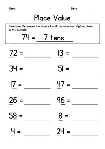 Identify Place Value Worksheets