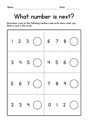 What Is The Next Number Worksheets