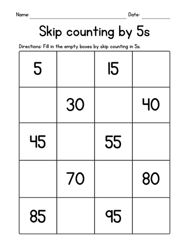 Skip Counting Worksheets