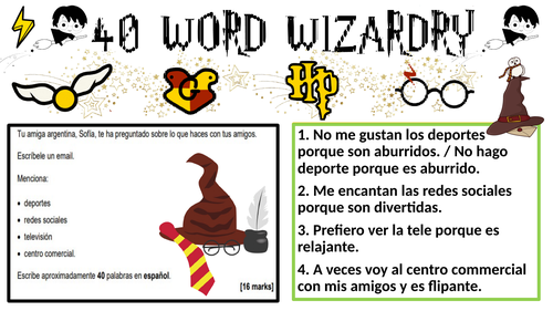 GCSE Spanish 40 Word Wizardry Template