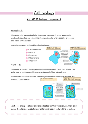 GCSE AQA Biology notes B1 (Cell Biology)