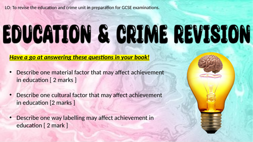 GCSE sociology [WJEC]- Education and crime revision