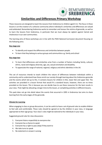 Similarities and Differences Primary Workshop