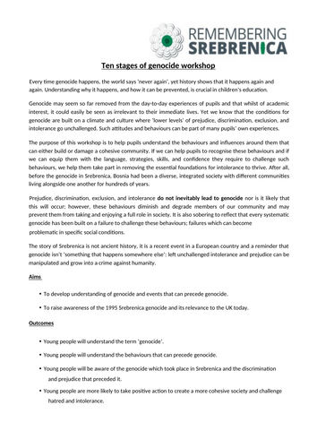 Ten Stages of Genocide Workshop - Plan