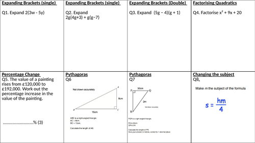 GCSE 2022 Paper 3 Foundation Diagnostic Assessment advanced information