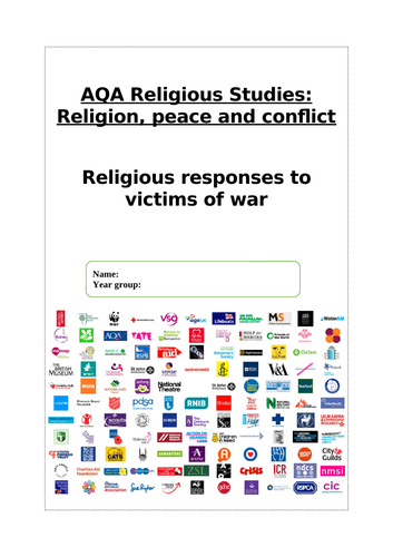 GCSE R.E Religion, peace and conflict - revision booklet on religious victims of war