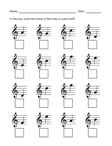 Treble Clef Note Reading Music Worksheet FREEBIE