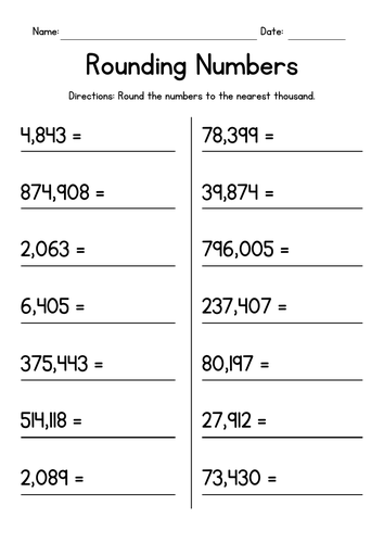 Rounding Numbers Up to 1 000 000: Stretch (Year 5)