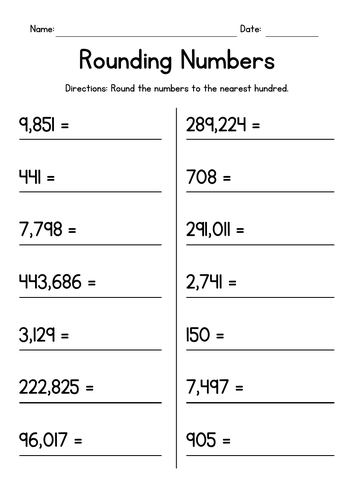 Rounding Numbers to the Nearest Hundred