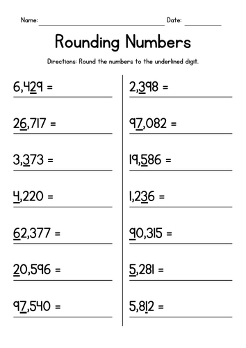 rounding worksheets 1st grade