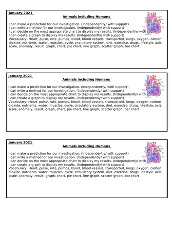 Circulatory system science planning  Year 6