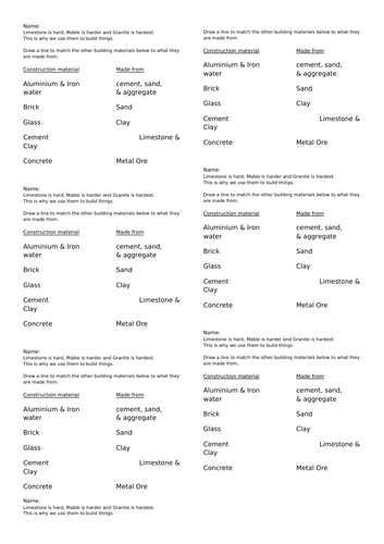 Construction material match source to material