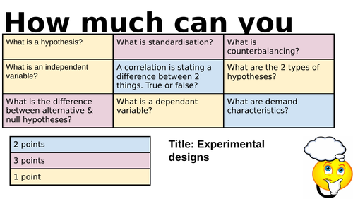 Experimental designs lesson (OCR GCSE Psychology)