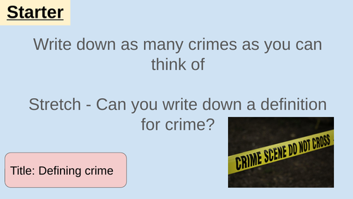 Defining crime lesson (OCR GCSE Psychology)