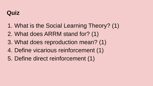 Evaluation of Social Learning Theory lesson (OCR GCSE Psychology)