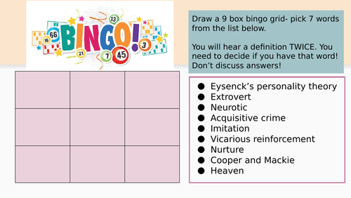 Application to crime lesson (OCR GCSE Psychology)