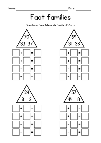 addition-and-subtraction-fact-families-worksheets-teaching-resources