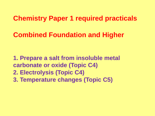 Combined Chemistry Required Practicals Revision