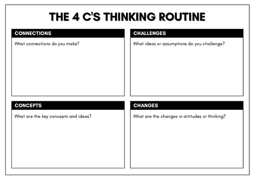 4 C's Thinking Routine Worksheet - Printable Template