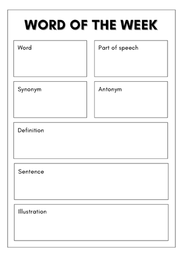 Word Of The Week Template Pdf