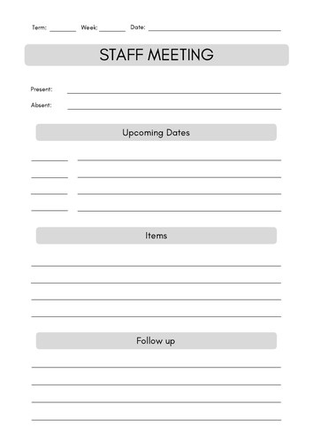 Staff Meeting Notes - Printable Template