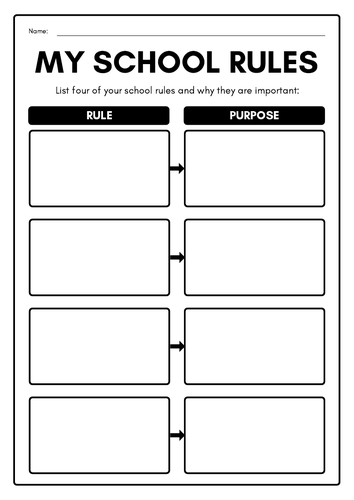 School Rules Reflection Worksheet - Printable Template