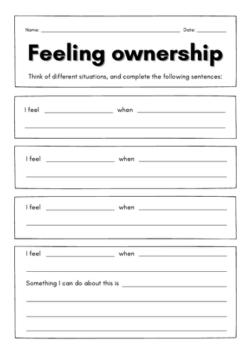 Child Safety - Feeling Ownership Worksheet - Printable Template