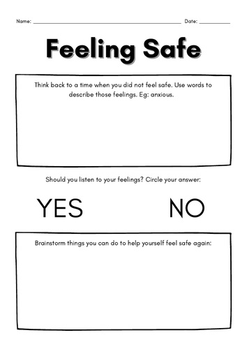 Child Safety - Feeling Safe Worksheet - Printable Template