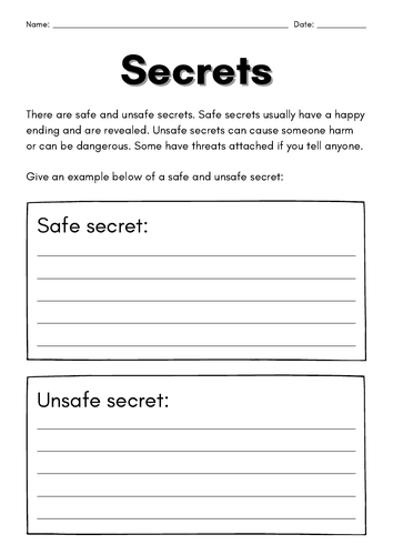 Child Safety Secrets Worksheet - Printable Template