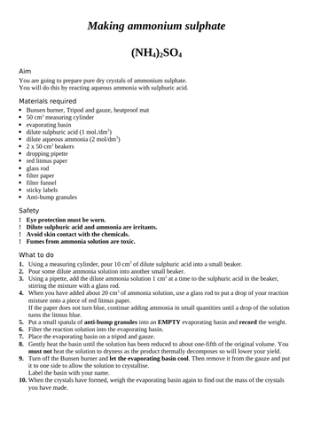 Making ammonium sulphate (/sulfate) % yield practical