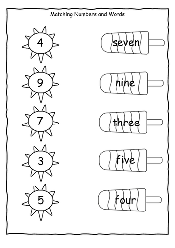 Matching Numbers and Words 1-10