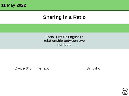 Sharing in a ratio