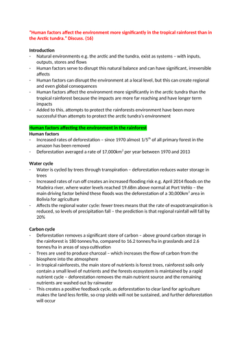 OCR Geography A Level Earth's Life Support Systems Revision Pack