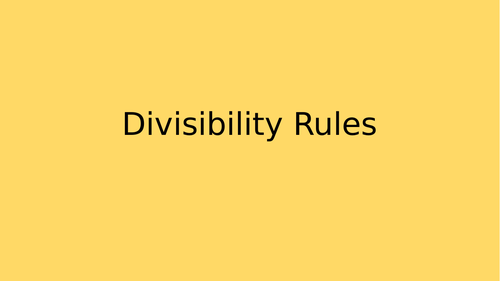 Divisibility Rules - Lower Ability
