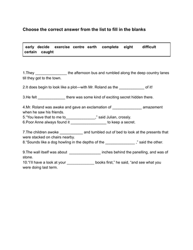 cloze year3-year4 spelling words list2-4