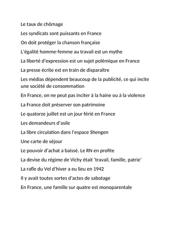 Edexcel A level French revision tarsia puzzle