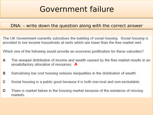A-level Economics Government failure