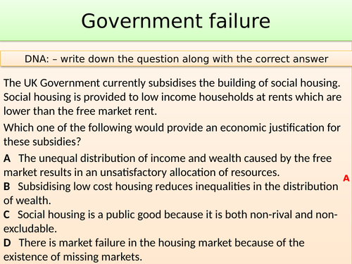 A-level Economics Government failure